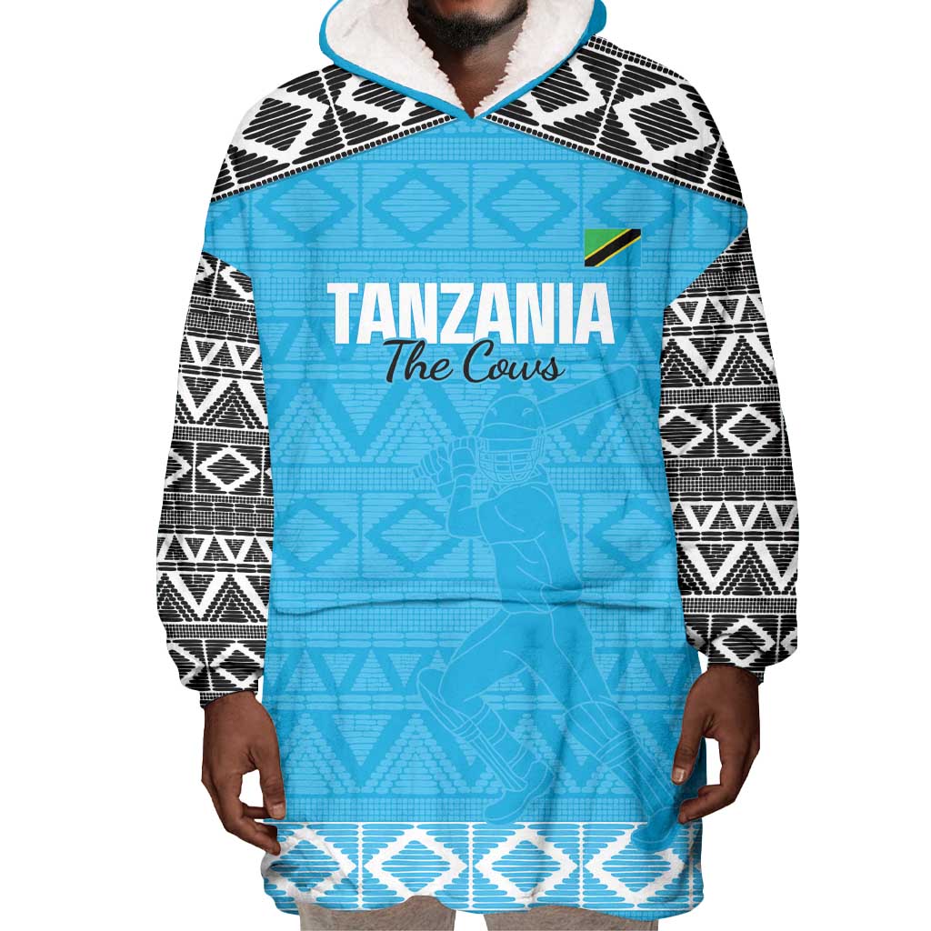 Afro Cricket Tanzania Custom Wearable Blanket Hoodie Go Cows Sporty African Pattern - African Pride