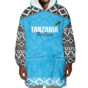 Afro Cricket Tanzania Custom Wearable Blanket Hoodie Go Cows Sporty African Pattern - African Pride