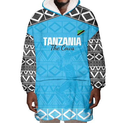 Afro Cricket Tanzania Custom Wearable Blanket Hoodie Go Cows Sporty African Pattern - African Pride