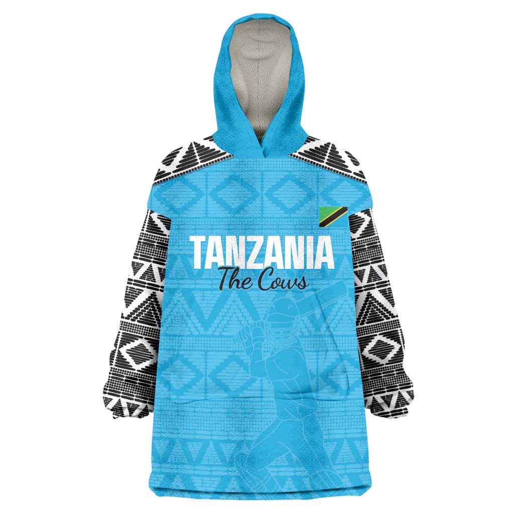 Afro Cricket Tanzania Custom Wearable Blanket Hoodie Go Cows Sporty African Pattern - African Pride