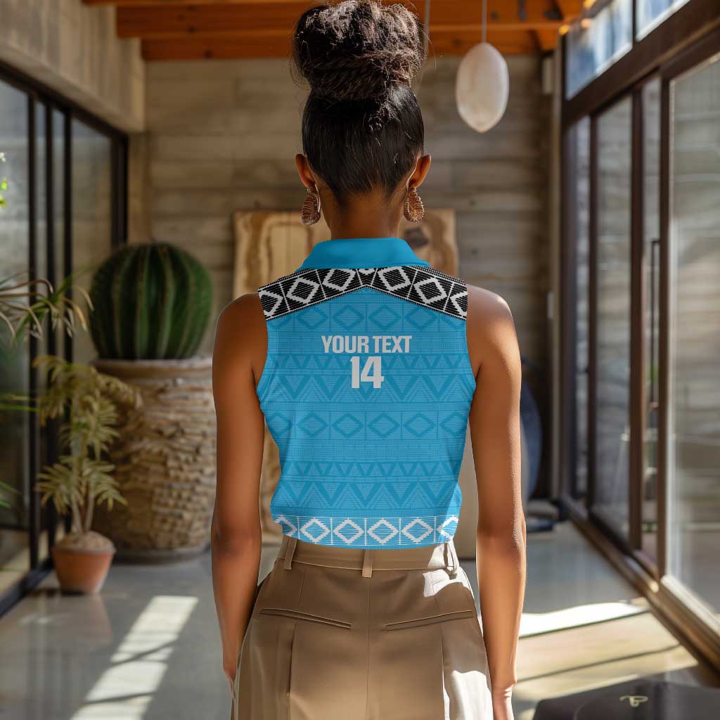 Afro Cricket Tanzania Custom Women Sleeveless Polo Shirt Go Cows Sporty African Pattern - African Pride