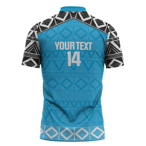 Custom Tanzania Cricket Zipper Polo Shirt Go Cows Sporty African Pattern