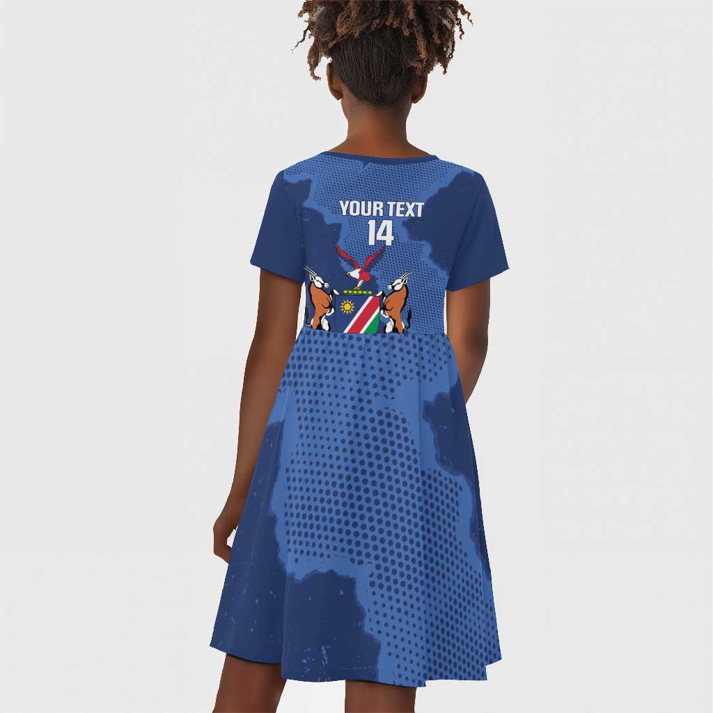 Afro Cricket Namibia Custom Kid Short Sleeve Dress Go Eagles Est 1992 - African Pride