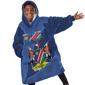 Afro Cricket Namibia Custom Kid Wearable Blanket Hoodie Go Eagles Est 1992 - African Pride