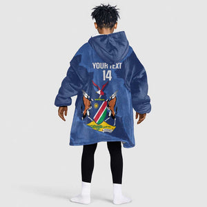 Afro Cricket Namibia Custom Kid Wearable Blanket Hoodie Go Eagles Est 1992 - African Pride