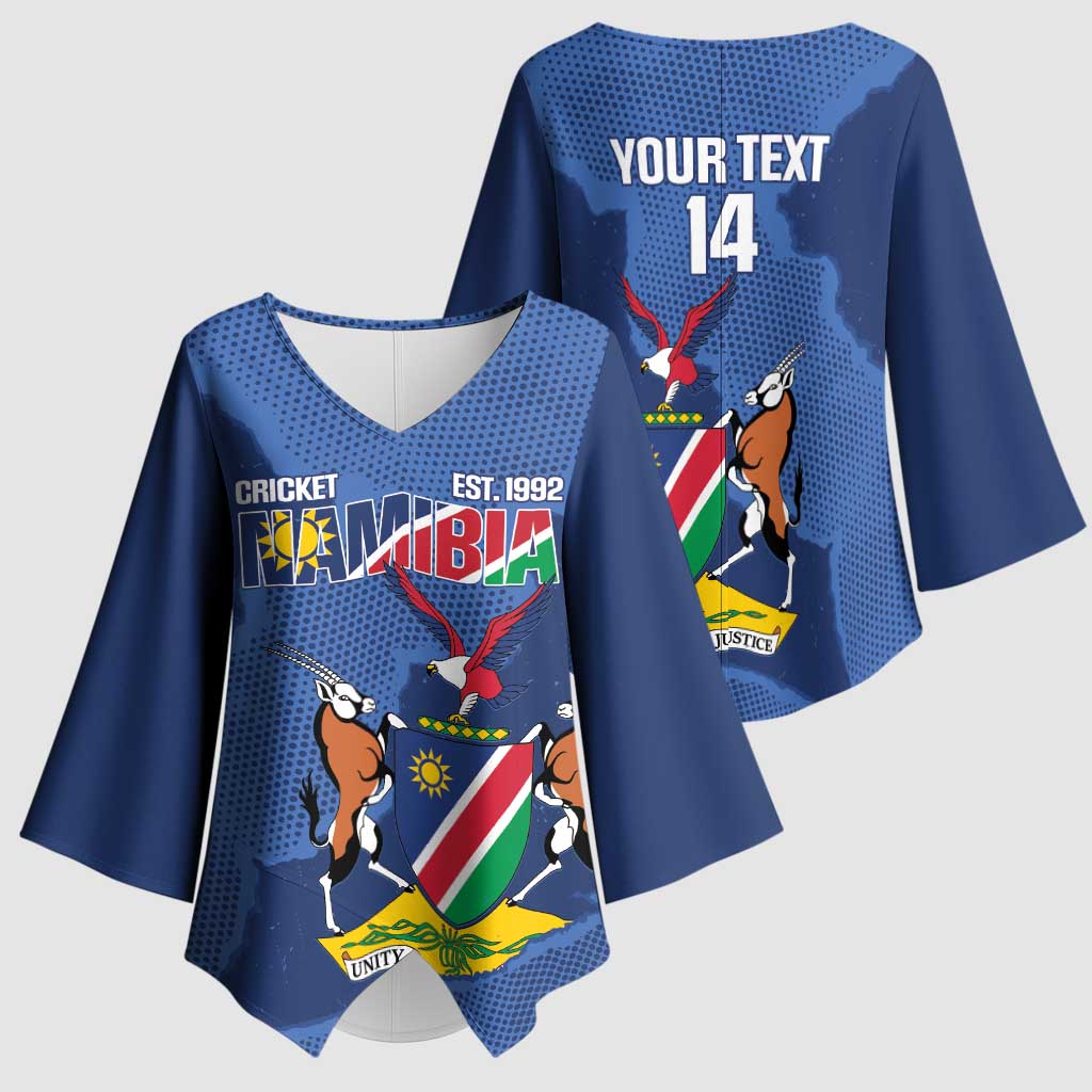 Custom Namibia Cricket Kimono Sleeve Blouse Go Eagles Est 1992