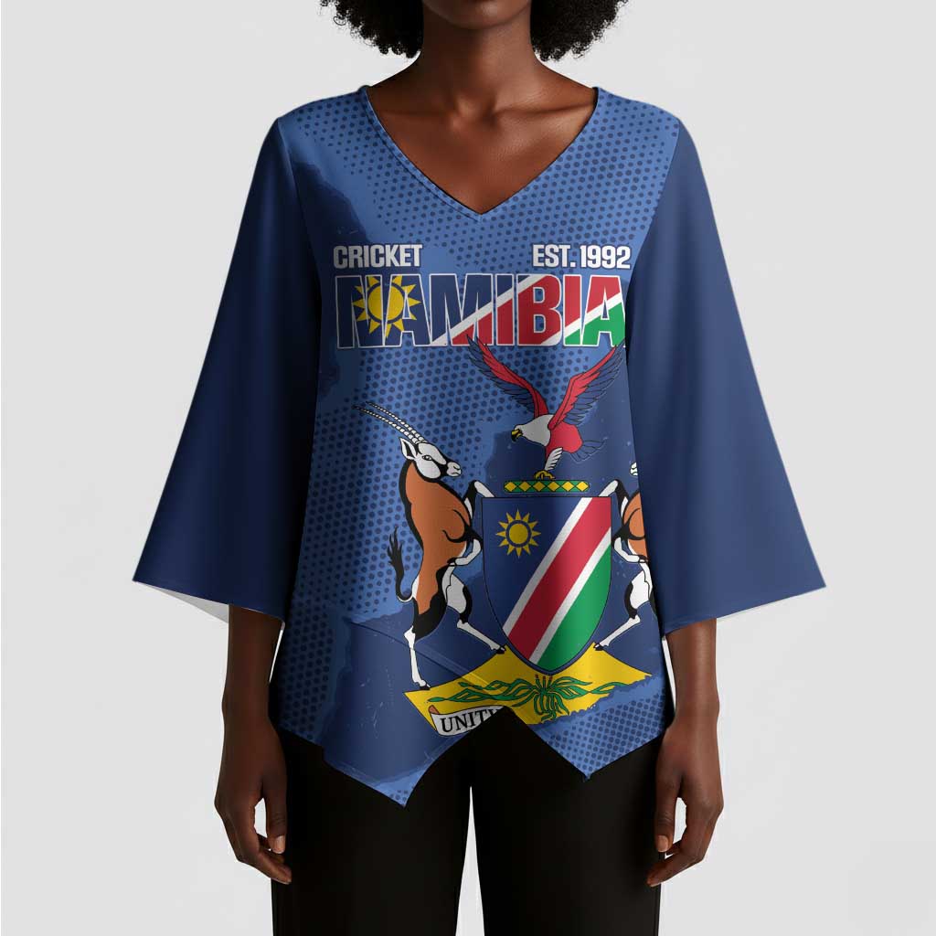 Custom Namibia Cricket Kimono Sleeve Blouse Go Eagles Est 1992