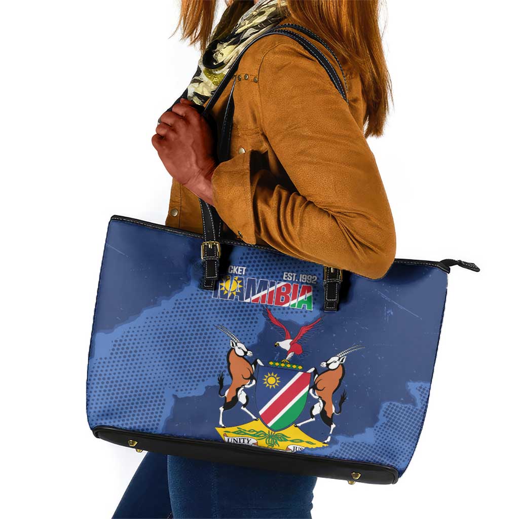 Afro Cricket Namibia Custom Leather Tote Bag Go Eagles Est 1992 - African Pride