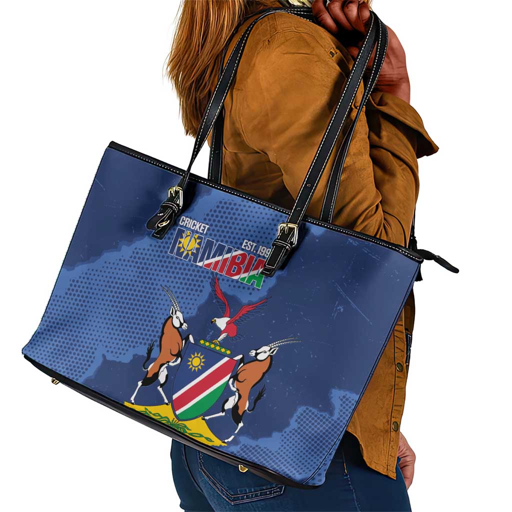 Afro Cricket Namibia Custom Leather Tote Bag Go Eagles Est 1992 - African Pride