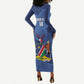 Afro Cricket Namibia Custom Long Sleeve Bodycon Dress Go Eagles Est 1992 - African Pride