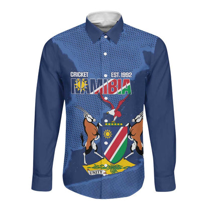Afro Cricket Namibia Custom Long Sleeve Button Shirt Go Eagles Est 1992 - African Pride