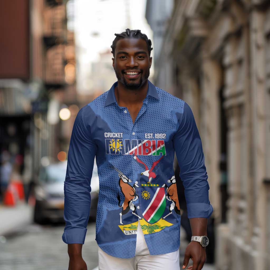 Afro Cricket Namibia Custom Long Sleeve Button Shirt Go Eagles Est 1992 - African Pride