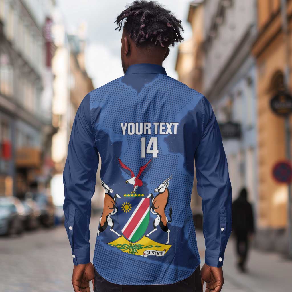 Afro Cricket Namibia Custom Long Sleeve Button Shirt Go Eagles Est 1992 - African Pride