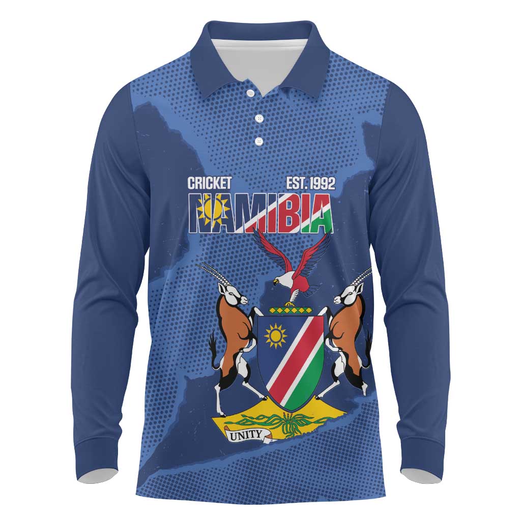 Afro Cricket Namibia Custom Long Sleeve Polo Shirt Go Eagles Est 1992 - African Pride