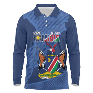 Afro Cricket Namibia Custom Long Sleeve Polo Shirt Go Eagles Est 1992 - African Pride