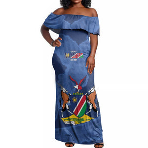 Afro Cricket Namibia Custom Off Shoulder Maxi Dress Go Eagles Est 1992 - African Pride