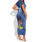 Afro Cricket Namibia Custom Short Sleeve Bodycon Dress Go Eagles Est 1992 - African Pride