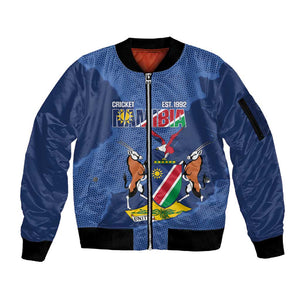 Afro Cricket Namibia Custom Sleeve Zip Bomber Jacket Go Eagles Est 1992 - African Pride