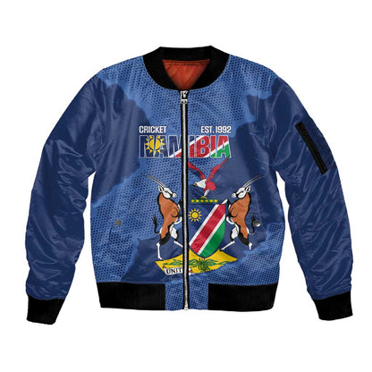 Afro Cricket Namibia Custom Sleeve Zip Bomber Jacket Go Eagles Est 1992 - African Pride