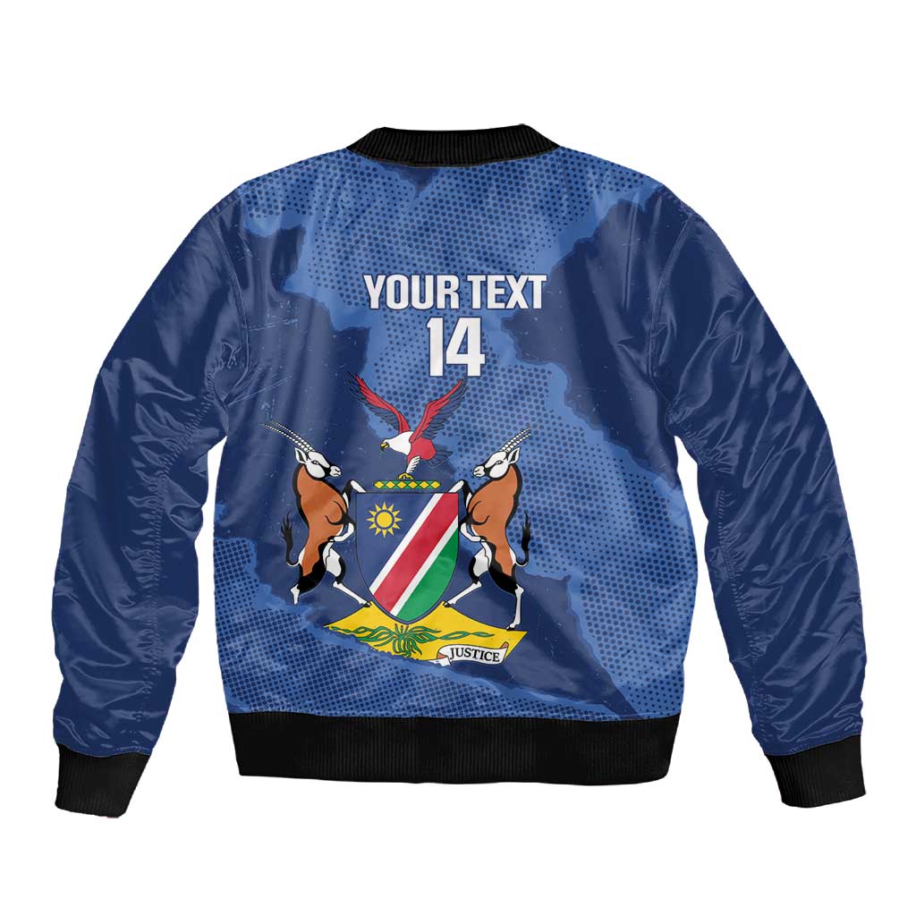 Afro Cricket Namibia Custom Sleeve Zip Bomber Jacket Go Eagles Est 1992 - African Pride