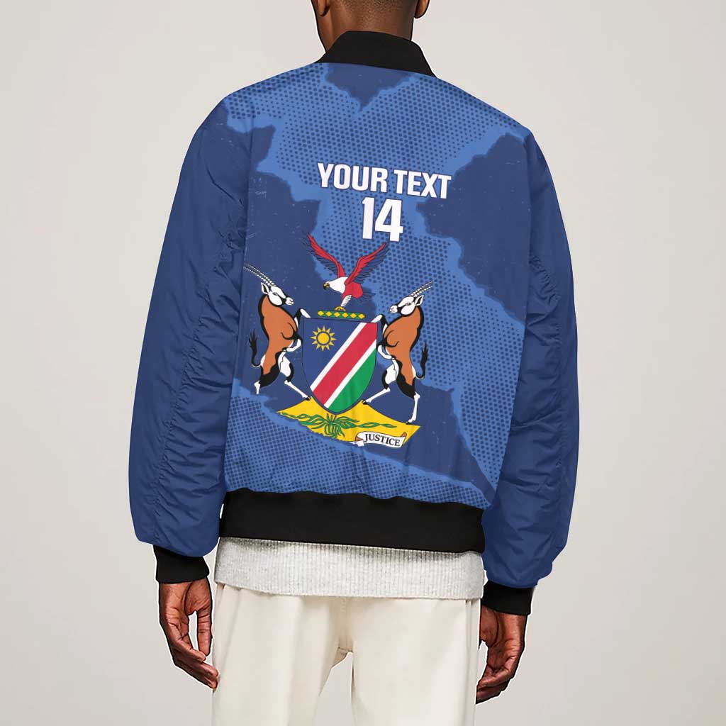 Afro Cricket Namibia Custom Sleeve Zip Bomber Jacket Go Eagles Est 1992 - African Pride