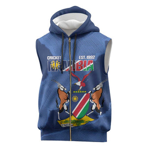 Afro Cricket Namibia Custom Sleeveless Zip Hoodie Go Eagles Est 1992 - African Pride