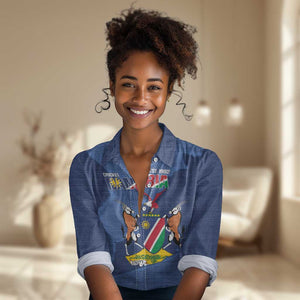Afro Cricket Namibia Custom Women Casual Shirt Go Eagles Est 1992 - African Pride