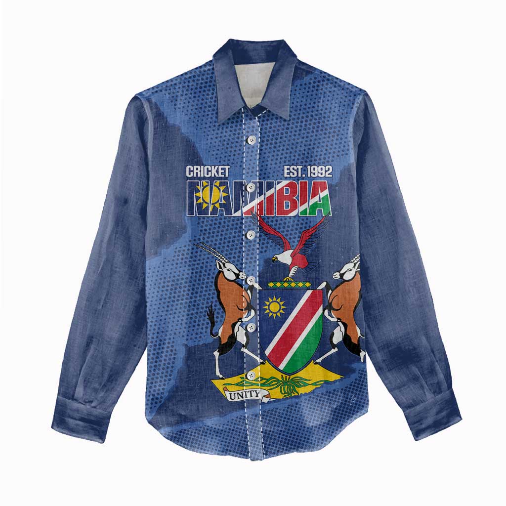 Afro Cricket Namibia Custom Women Casual Shirt Go Eagles Est 1992 - African Pride