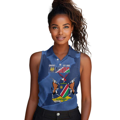 Afro Cricket Namibia Custom Women Sleeveless Polo Shirt Go Eagles Est 1992 - African Pride