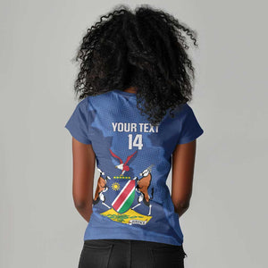 Afro Cricket Namibia Custom Women V-Neck T-Shirt Go Eagles Est 1992 - African Pride
