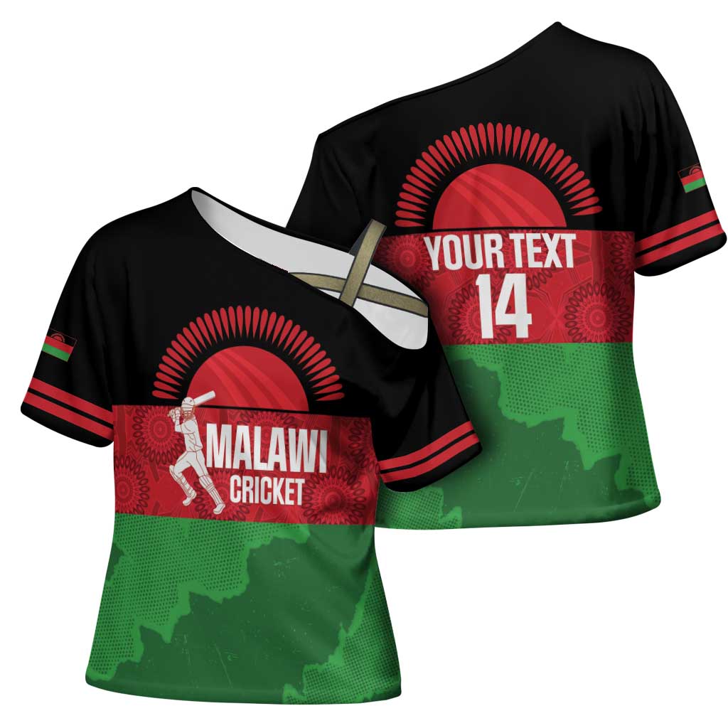 Custom Malawi Cricket Cross Shoulder Shirt Go Champions Flag Style