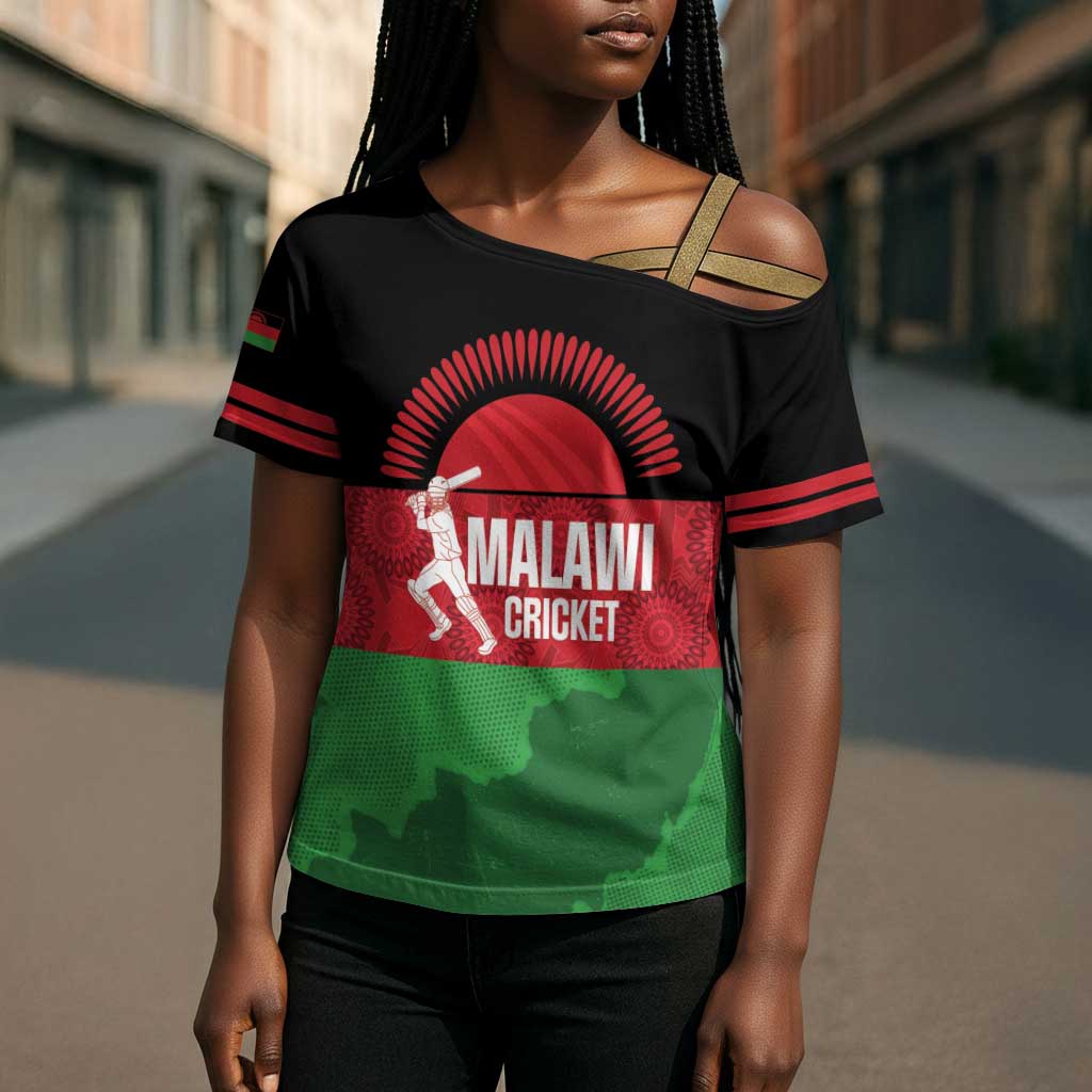 Custom Malawi Cricket Cross Shoulder Shirt Go Champions Flag Style