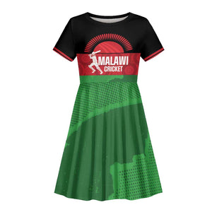 Afro Cricket Malawi Custom Kid Short Sleeve Dress Go Champions Flag Style - African Pride