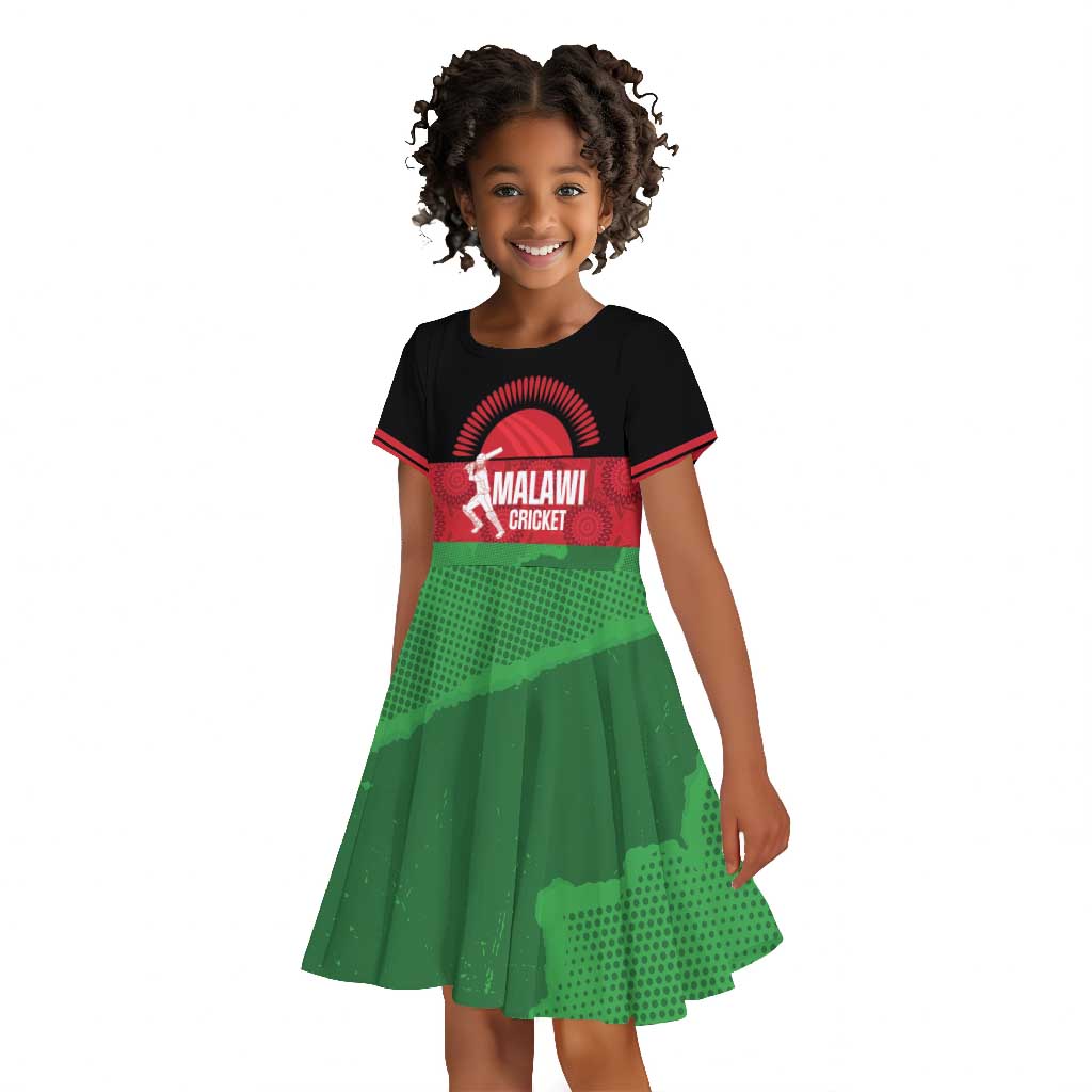 Afro Cricket Malawi Custom Kid Short Sleeve Dress Go Champions Flag Style - African Pride