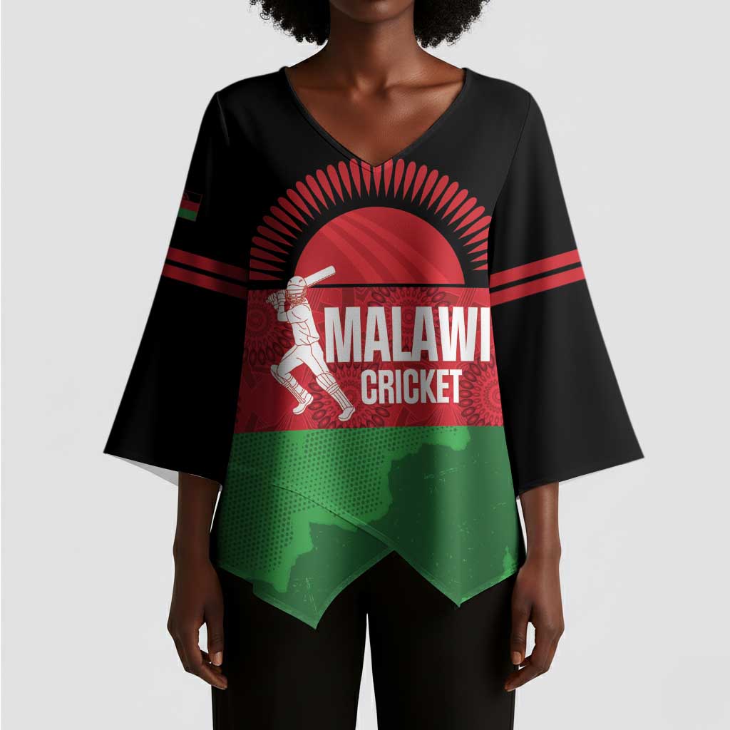 Custom Malawi Cricket Kimono Sleeve Blouse Go Champions Flag Style