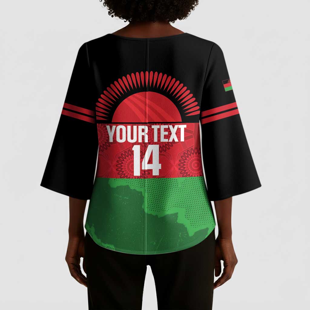 Custom Malawi Cricket Kimono Sleeve Blouse Go Champions Flag Style