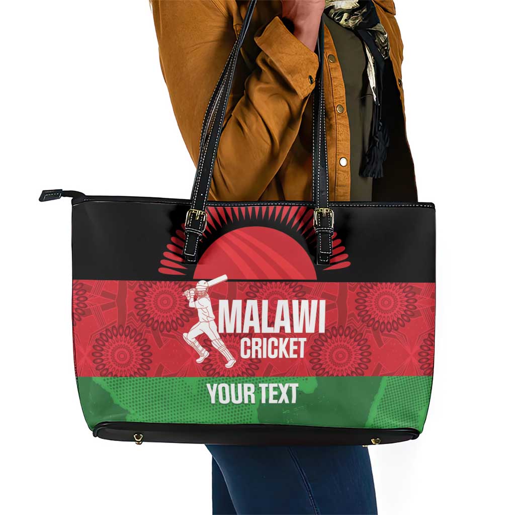 Afro Cricket Malawi Custom Leather Tote Bag Go Champions Flag Style - African Pride
