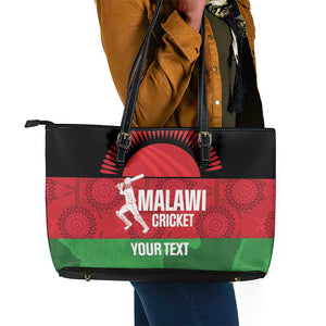 Afro Cricket Malawi Custom Leather Tote Bag Go Champions Flag Style - African Pride