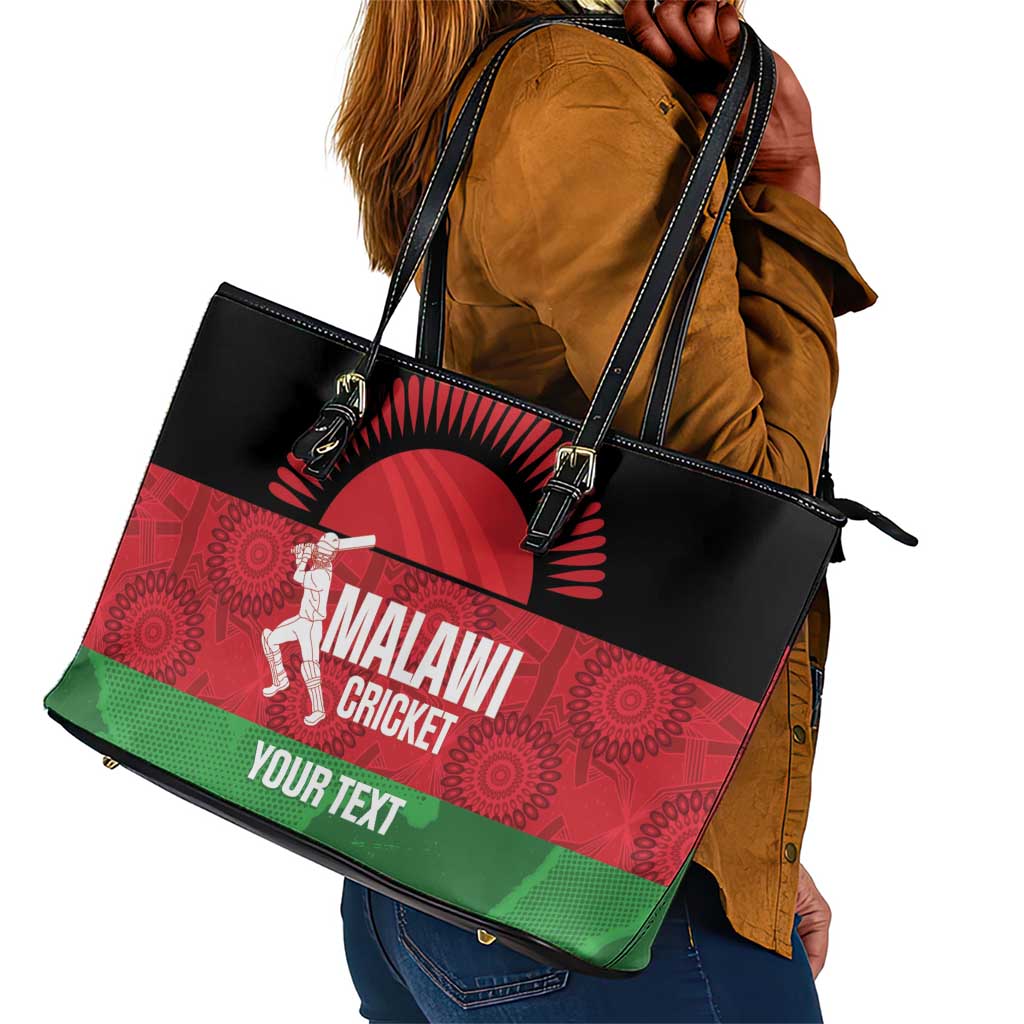 Afro Cricket Malawi Custom Leather Tote Bag Go Champions Flag Style - African Pride