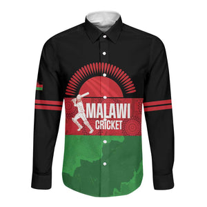 Afro Cricket Malawi Custom Long Sleeve Button Shirt Go Champions Flag Style - African Pride