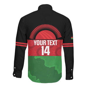 Afro Cricket Malawi Custom Long Sleeve Button Shirt Go Champions Flag Style - African Pride