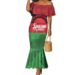 Afro Cricket Malawi Custom Mermaid Dress Go Champions Flag Style - African Pride