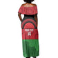 Afro Cricket Malawi Custom Off Shoulder Maxi Dress Go Champions Flag Style - African Pride