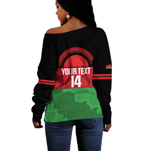 Afro Cricket Malawi Custom Off Shoulder Sweater Go Champions Flag Style - African Pride