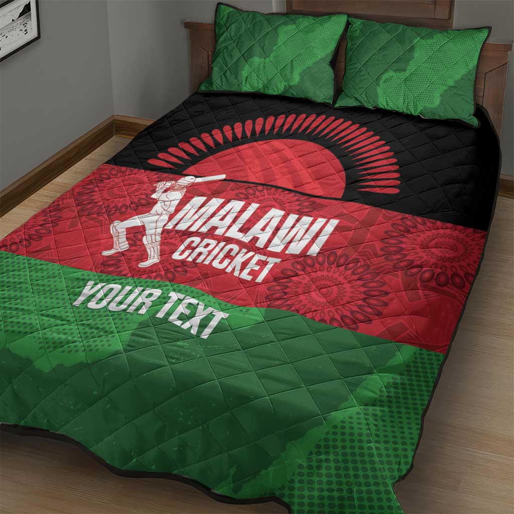 Afro Cricket Malawi Custom Quilt Bed Set Go Champions Flag Style - African Pride