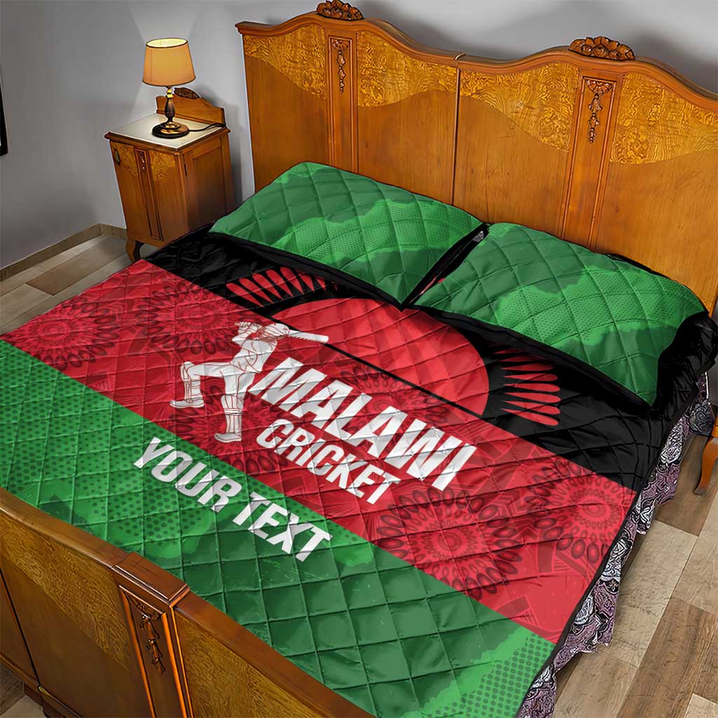 Afro Cricket Malawi Custom Quilt Bed Set Go Champions Flag Style - African Pride