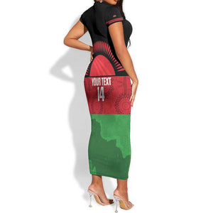 Afro Cricket Malawi Custom Short Sleeve Bodycon Dress Go Champions Flag Style - African Pride