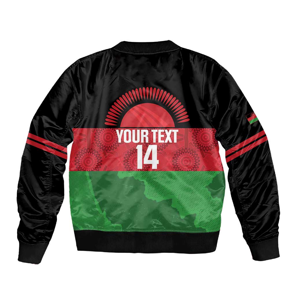 Afro Cricket Malawi Custom Sleeve Zip Bomber Jacket Go Champions Flag Style - African Pride