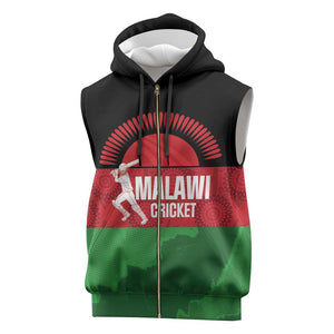 Afro Cricket Malawi Custom Sleeveless Zip Hoodie Go Champions Flag Style - African Pride