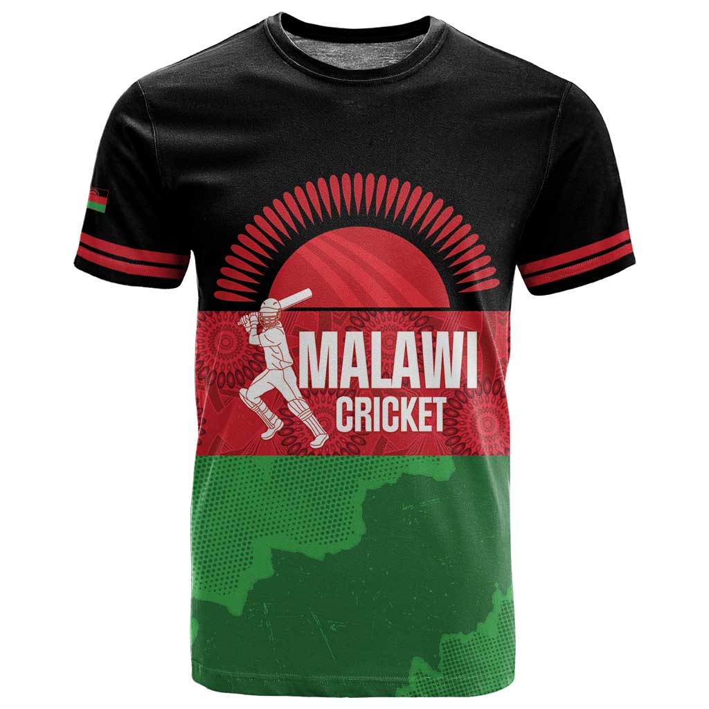 Afro Cricket Malawi Custom T shirt Go Champions Flag Style - African Pride